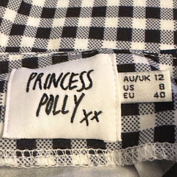 Princess Polly Women's Iggy Gingham Pants in White and Black Size 8 - Picture 15 of 16